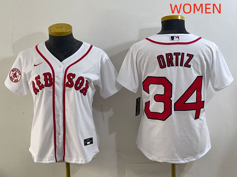 Women 2025 Boston Red Sox #34 Ortiz White Game Nike MLB Jersey style 6->arizona diamondback->MLB Jersey
